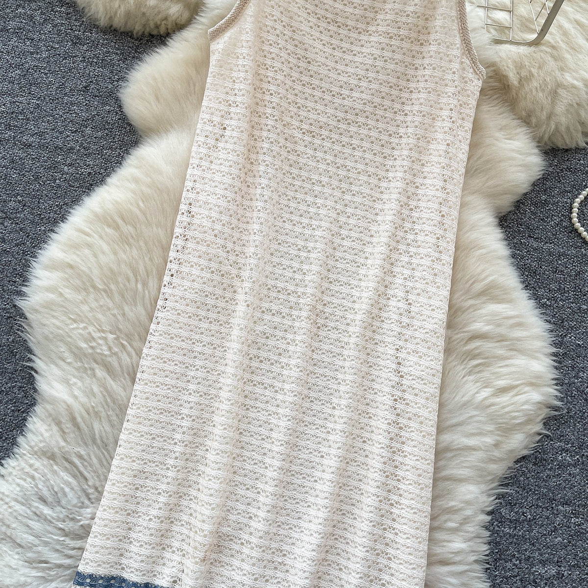Bohemian Style Hollowed Fringed Slip Dress