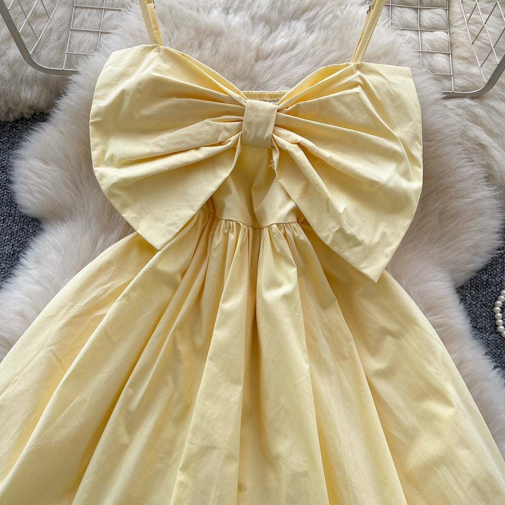 Chic Large Bow Elastic Slip Dress