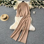 V-neck Cardigan&Trousers Knitted 2Pcs