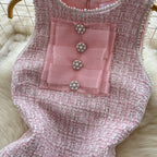 Sweetie Round Collar Pink Tweed Dress