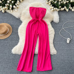 Chic Strapless Solid Color Jumpsuit