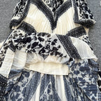 Floral Printed Pleated Ethnic Style Dress