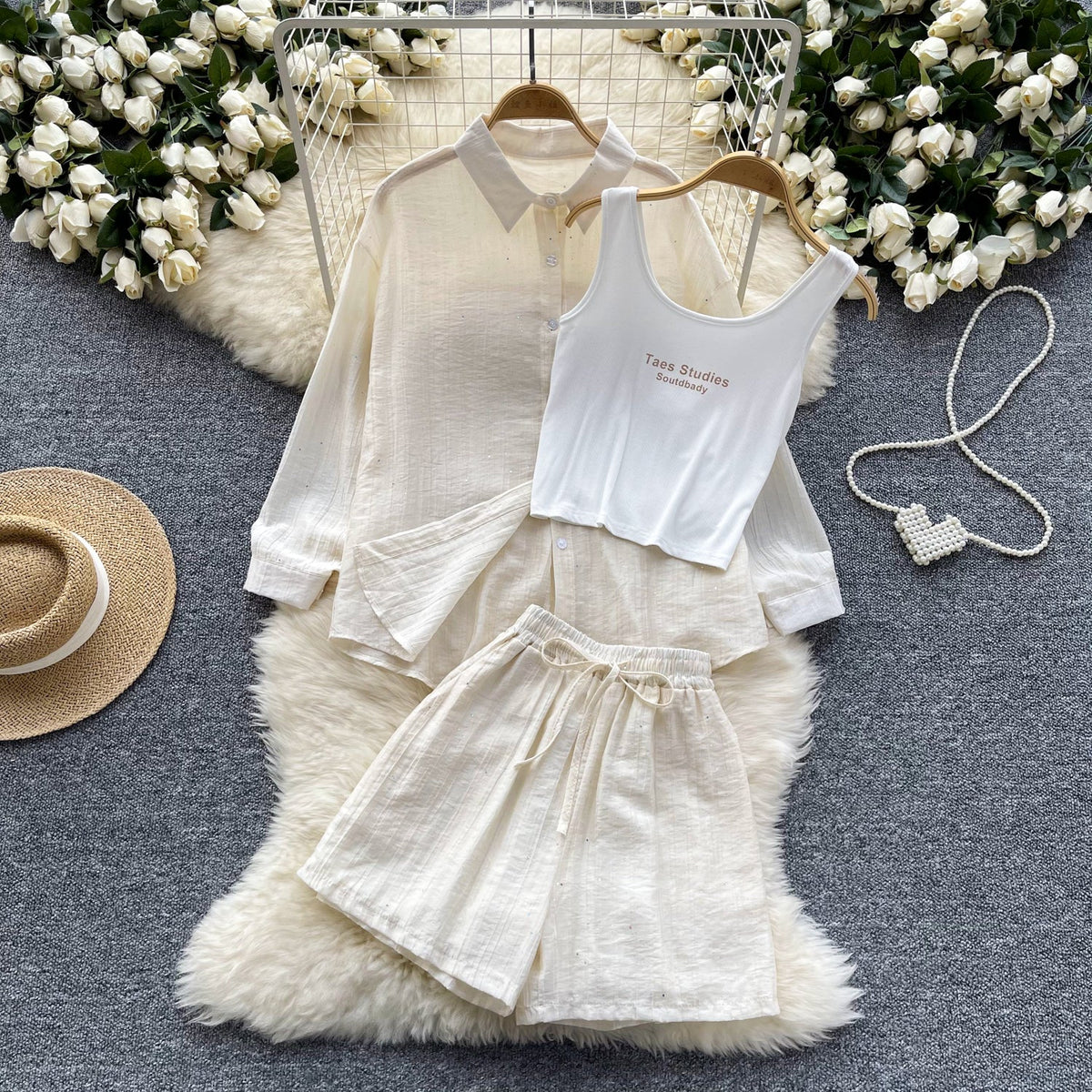Shirt&Camisole&Shorts Sportswear 3Pcs