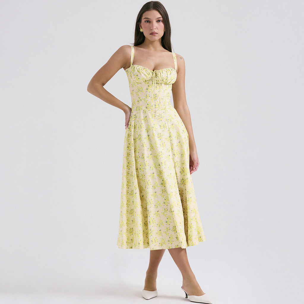 Backless Floral Printed Slip Dress