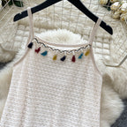 Bohemian Style Hollowed Fringed Slip Dress