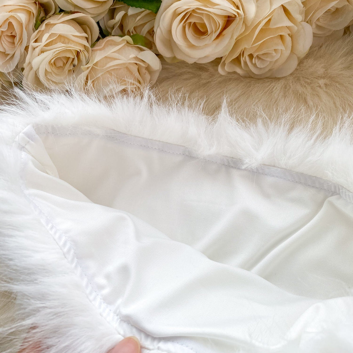 Tube Top&Skirt White Furry 2Pcs