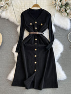 Corduroy Vest Dress&Knitwear 2Pcs