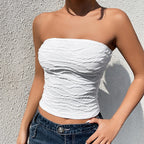 Off-shoulder Sleeveless Solid Color Top