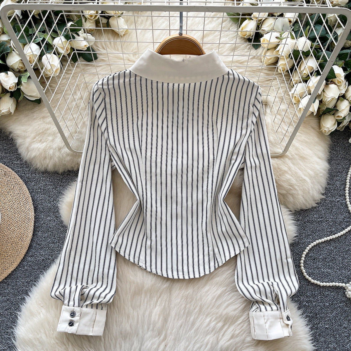 Chic Waist-slimming Stripe Shirt