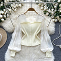 Elegant Mesh Patchwork Slim Cardigan