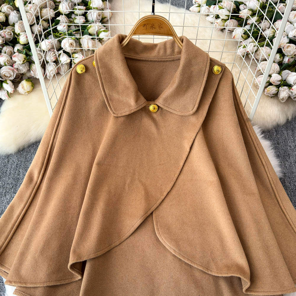 Reversible Tweed Faux Cashmere Shawl Coat