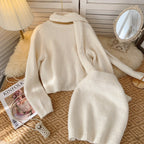 Cardigan&Skirt&Scarf Soft Knitted 3Pcs