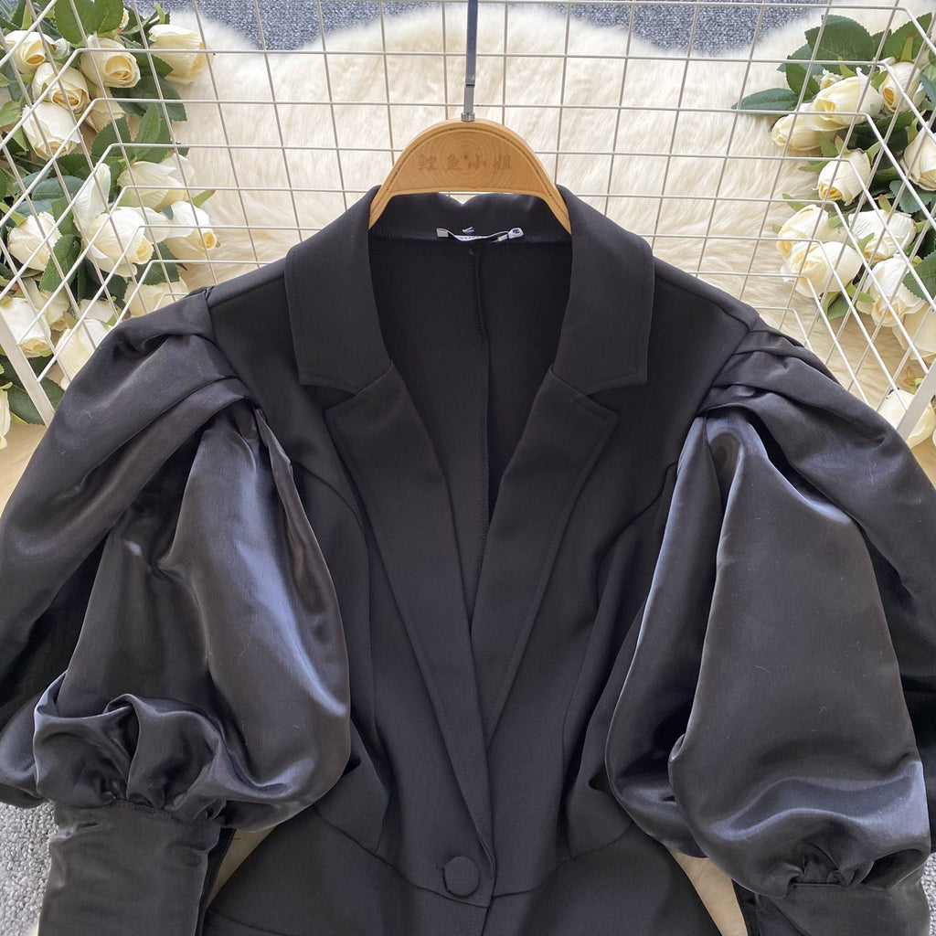 Niche Suede Patchwork Black Blazer