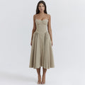 V-neck Solid Color Slip Dress
