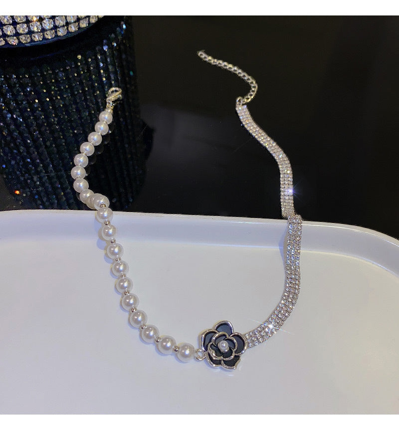 Camellia Asymmetric Design Collarbone Chain