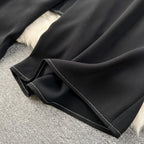 Faux Two-pieces Loose Black Trousers
