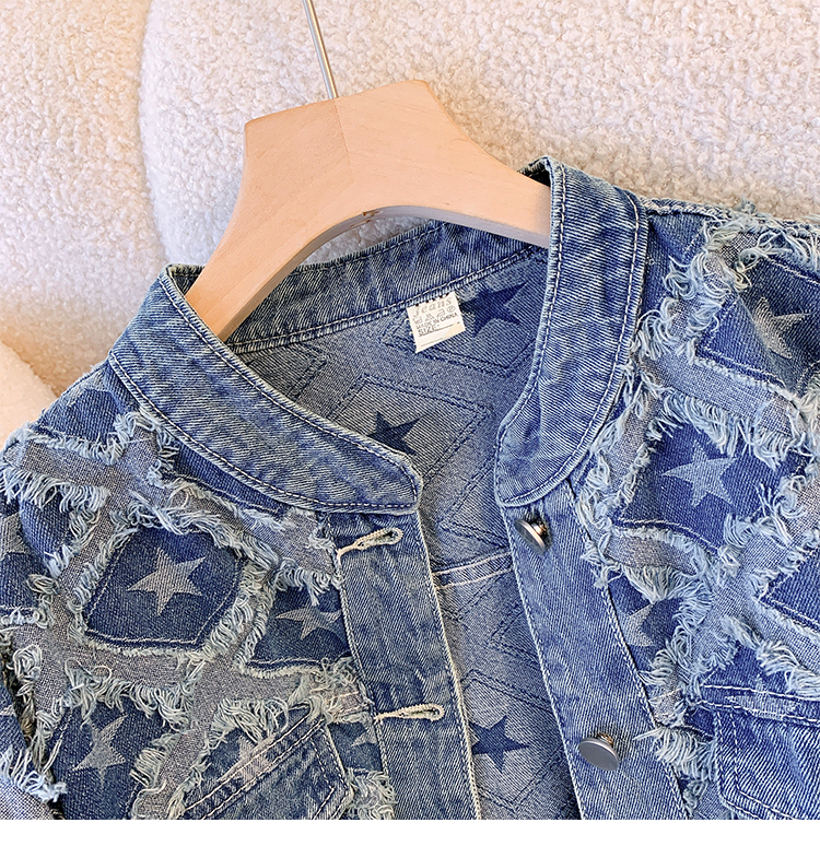 Niche Lozenge Fringed Denim Jacket