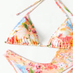 Printed Beach Skirt Bikini 4-pcs Swimsuit