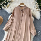 Color Blocking Oversized Shirt Dress