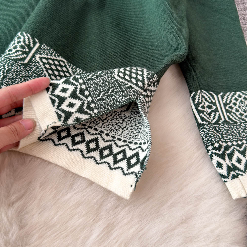 Sweater&Trousers Color-blocking Embroidered 2Pcs