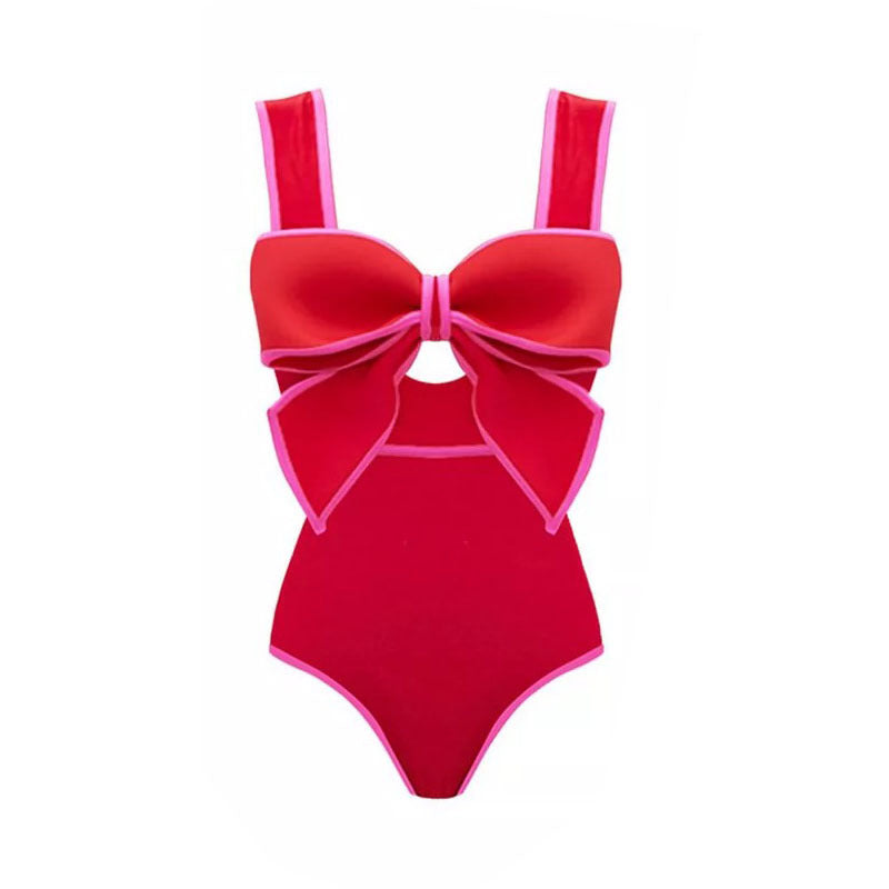 Bowtie&Dots Chiffon Beach Skirt Set Swimsuit