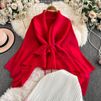 Thickened Cardigan&Gradient Skirt 2Pcs
