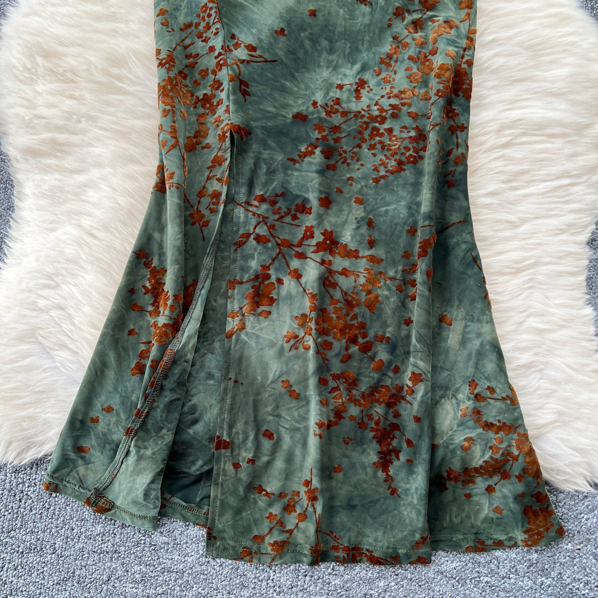 Vintage Tie-dye Floral Hollowed Cheongsam