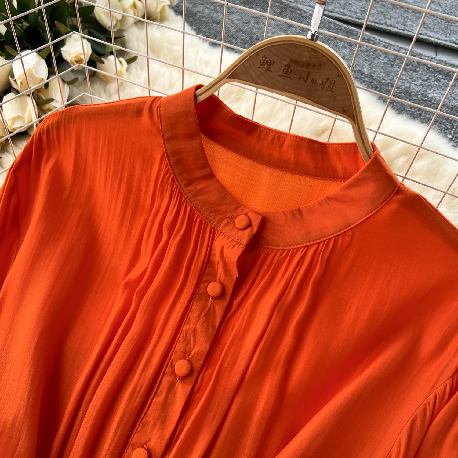 Vintage Solid Color Shirt Dress