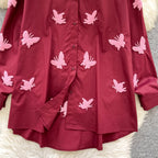 Butterfly Embroidered Loose-fit Shirt