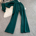 Jacquard Sweater&Trousers Knitted 2Pcs