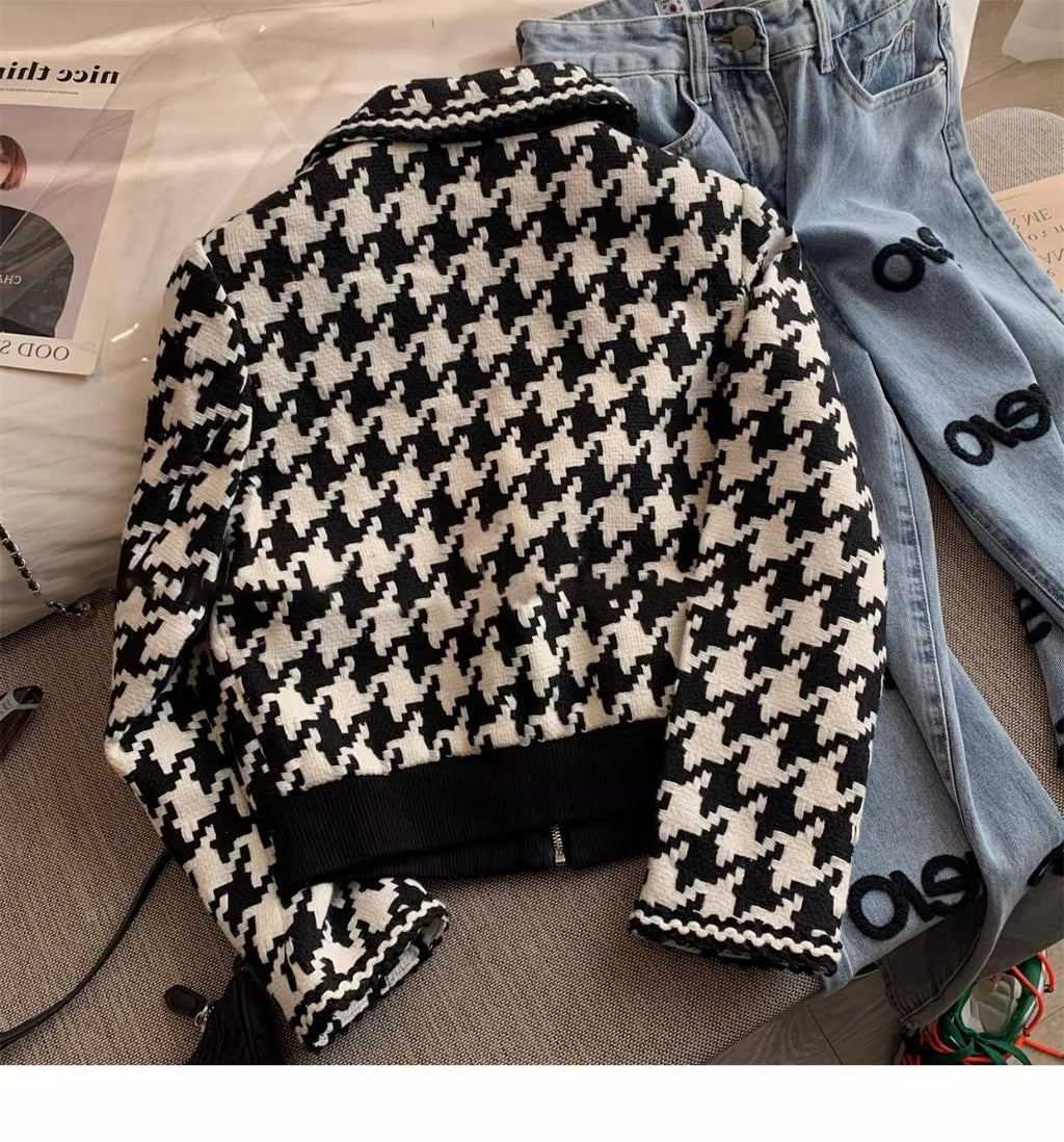 Black&White Houndstooth Short Jacket