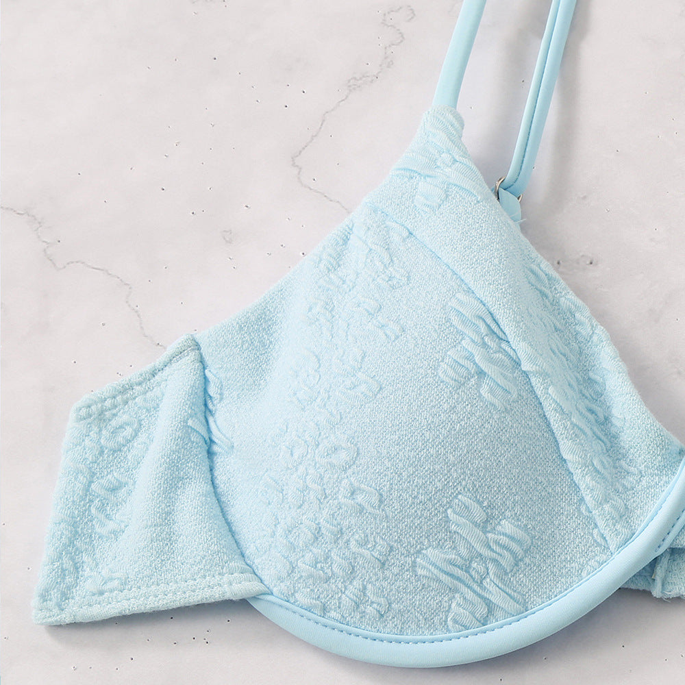 Solid Color Embossed Swimsuit