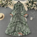 Crew Neck Floral Printed Shirt Dress