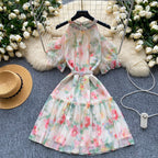 Fairy Beaded Hollowed Floral Dress