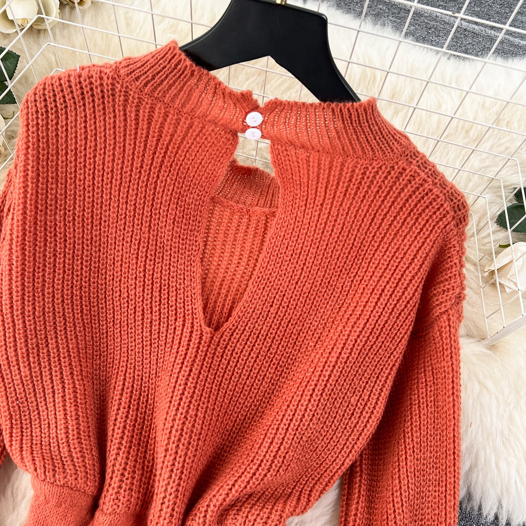 Elastic Solid Color Hollowed Knit Romper
