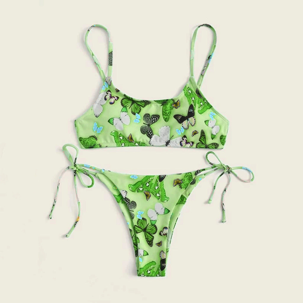 Vintage Printed Three-pieces Bikini