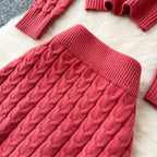 Sweater&Skirt Twisted Knit 2Pcs
