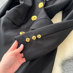 Vintage Lapeled Black Trench Coat