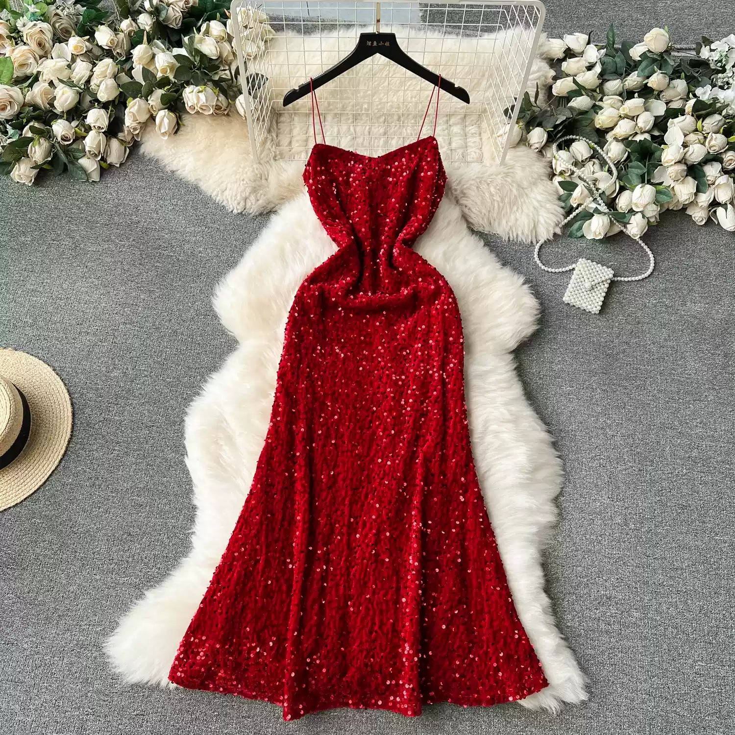 Party Sequined Fishtail Slip Dress