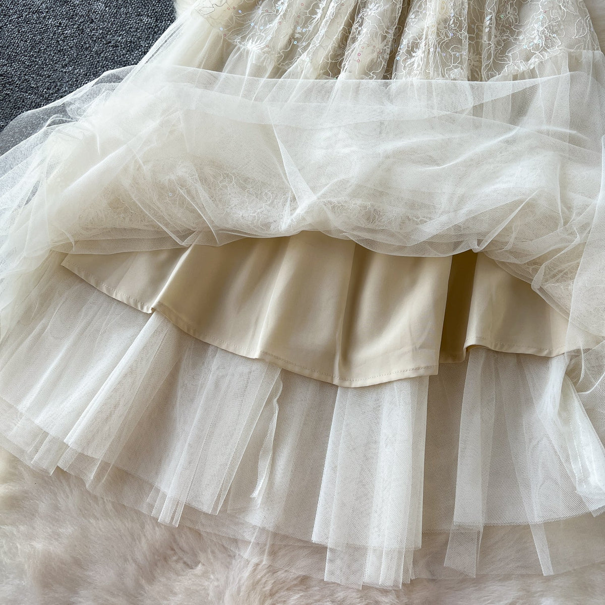 Delicate Sequined Lace Patchwork Dress