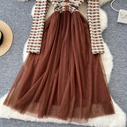 Vintage Plaid Tweed Patchwork Dress