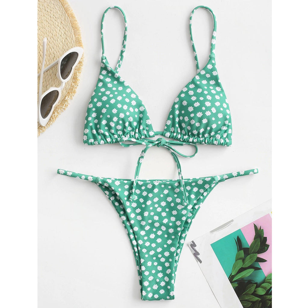 Vintage Printed Three-pieces Bikini