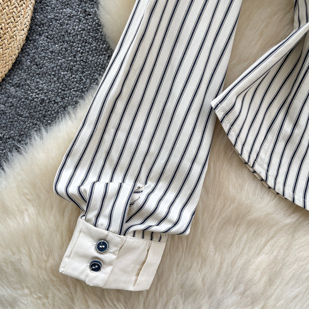 Chic Waist-slimming Stripe Shirt