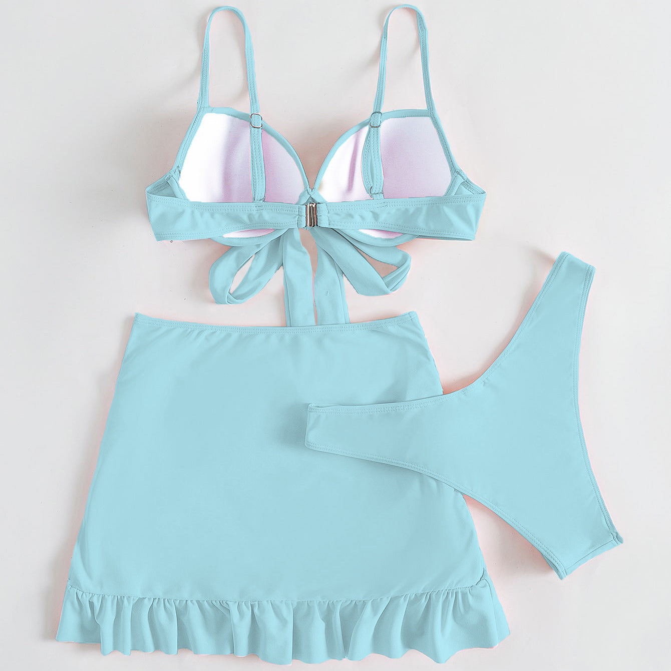 Solid Color Three-piece High wrapping Bikini