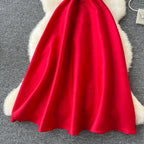 Delicate Solid Color Puffy Slip Dress