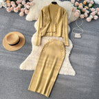 Cardigan&Vest&Hip-wrapping Skirt 3Pcs