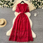 Delicate Hollowed Crochet Lace Dress