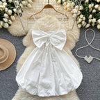 Chic Large Bow Elastic Slip Dress
