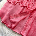 Premium Hollowed Embroidery Lace Shirt