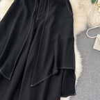 Faux Two-pieces Loose Black Trousers